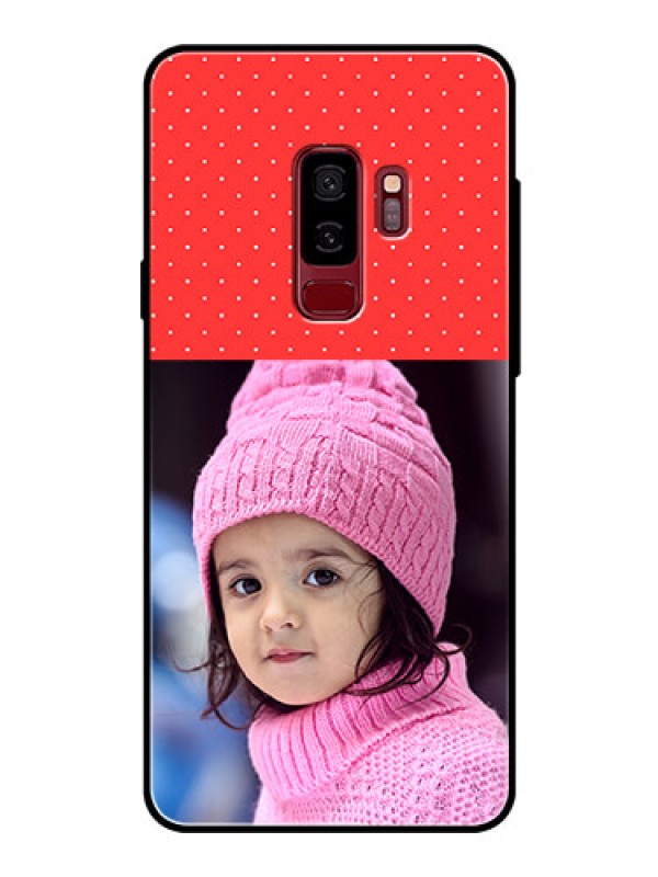 Custom Samsung Galaxy S9 Plus Photo Printing on Glass Case  - Red Pattern Design