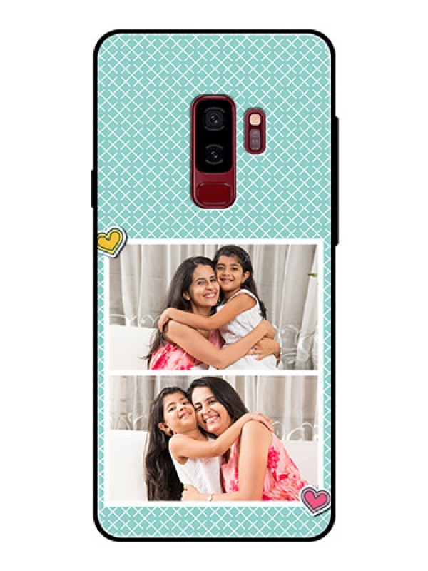 Custom Samsung Galaxy S9 Plus Custom Glass Phone Case  - 2 Image Holder with Pattern Design