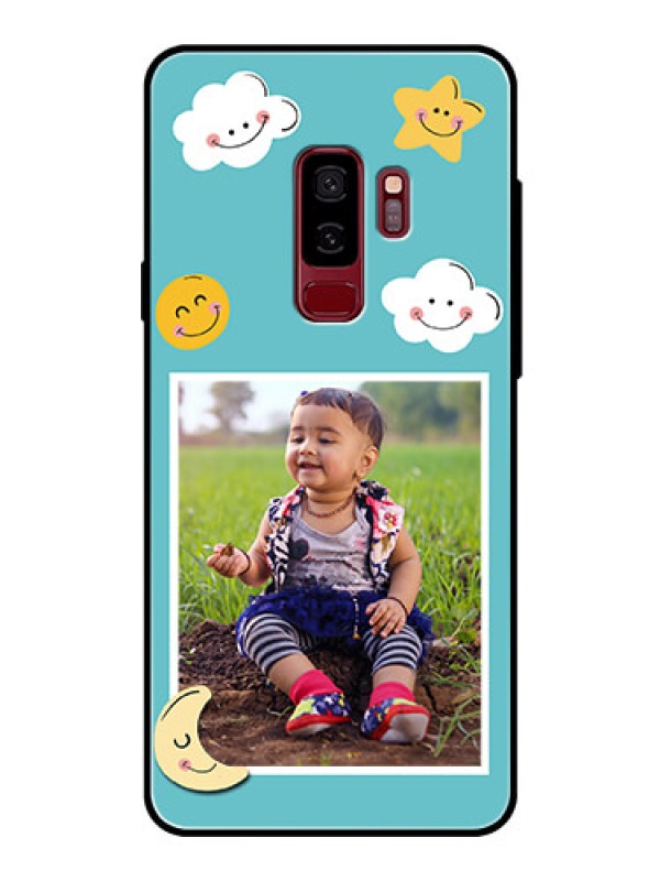 Custom Samsung Galaxy S9 Plus Personalized Glass Phone Case  - Smiley Kids Stars Design