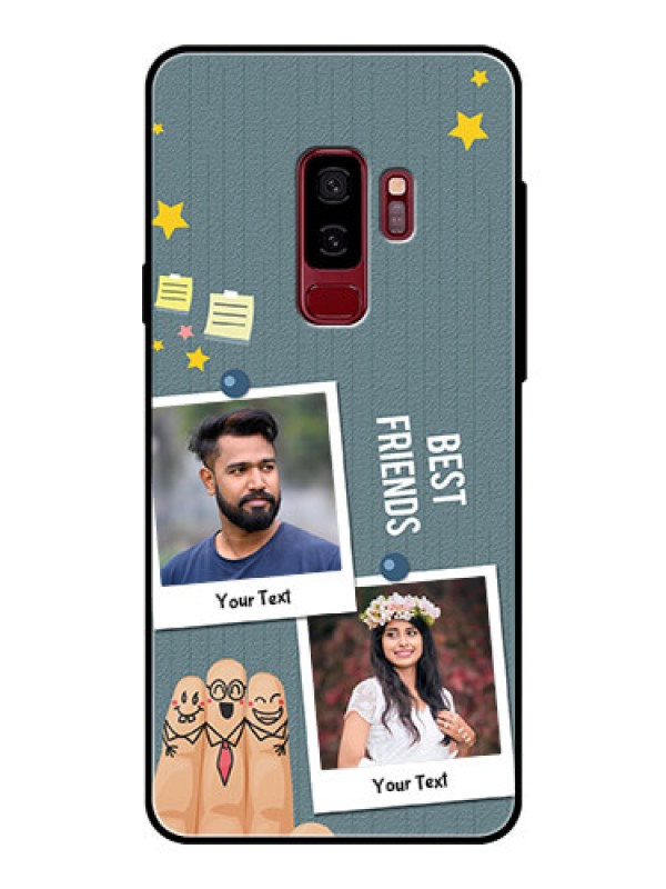 Custom Samsung Galaxy S9 Plus Personalized Glass Phone Case  - Sticky Frames and Friendship Design