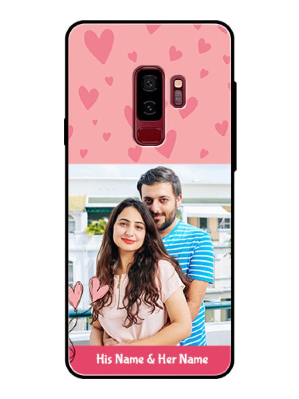 Custom Samsung Galaxy S9 Plus Personalized Glass Phone Case  - Love Design Peach Color