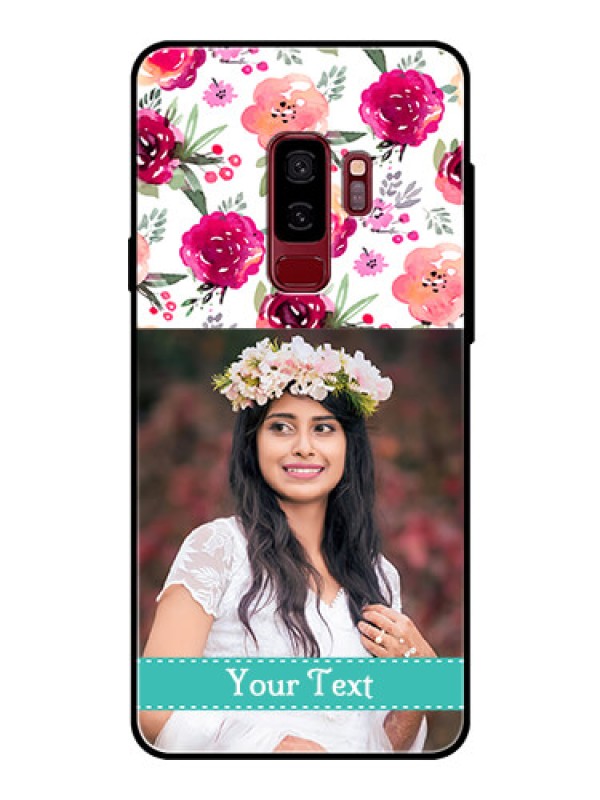 Custom Samsung Galaxy S9 Plus Custom Glass Phone Case  - Watercolor Floral Design