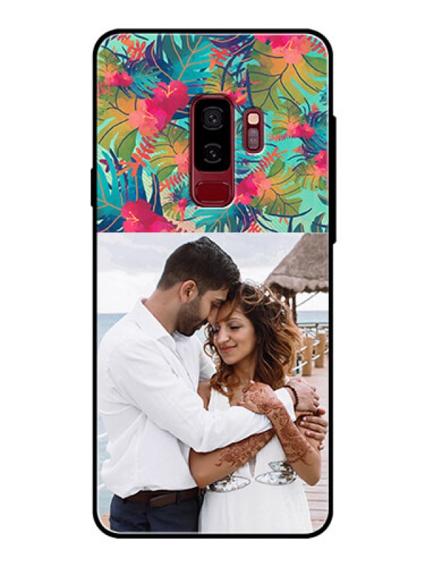 Custom Samsung Galaxy S9 Plus Photo Printing on Glass Case  - Watercolor Floral Design