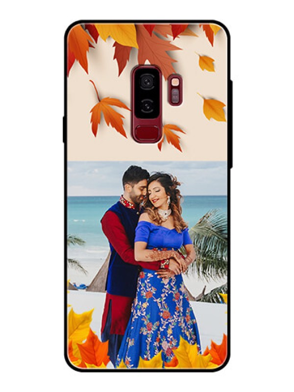 Custom Samsung Galaxy S9 Plus Photo Printing on Glass Case  - Autumn Maple Leaves Design
