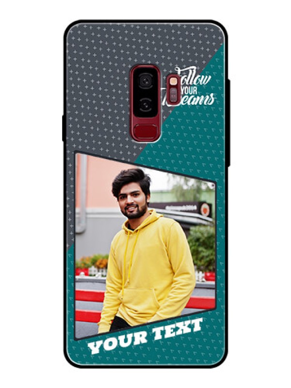 Custom Samsung Galaxy S9 Plus Personalized Glass Phone Case  - Background Pattern Design with Quote