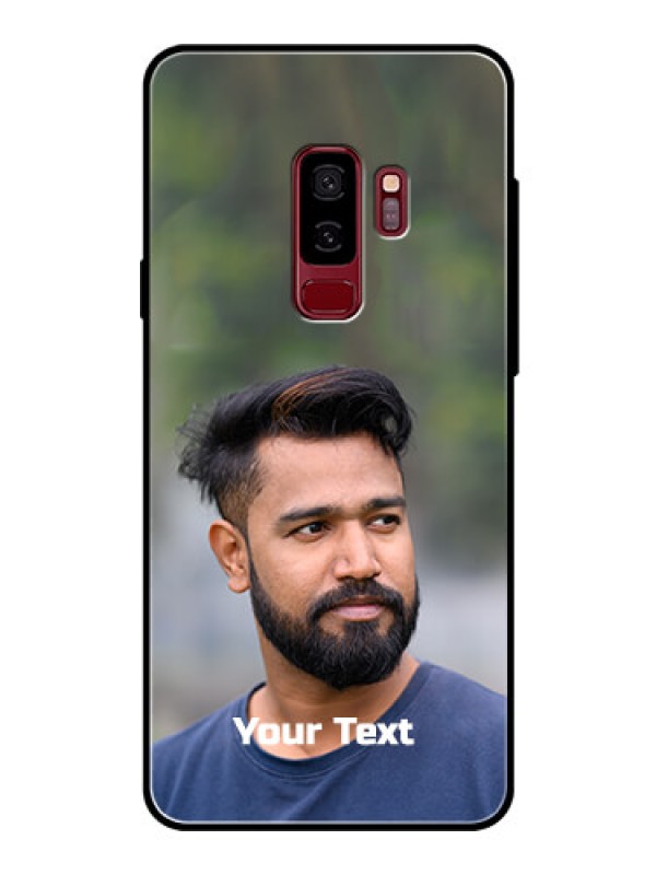 Custom Galaxy S9 Plus Glass Mobile Cover: Photo with Text