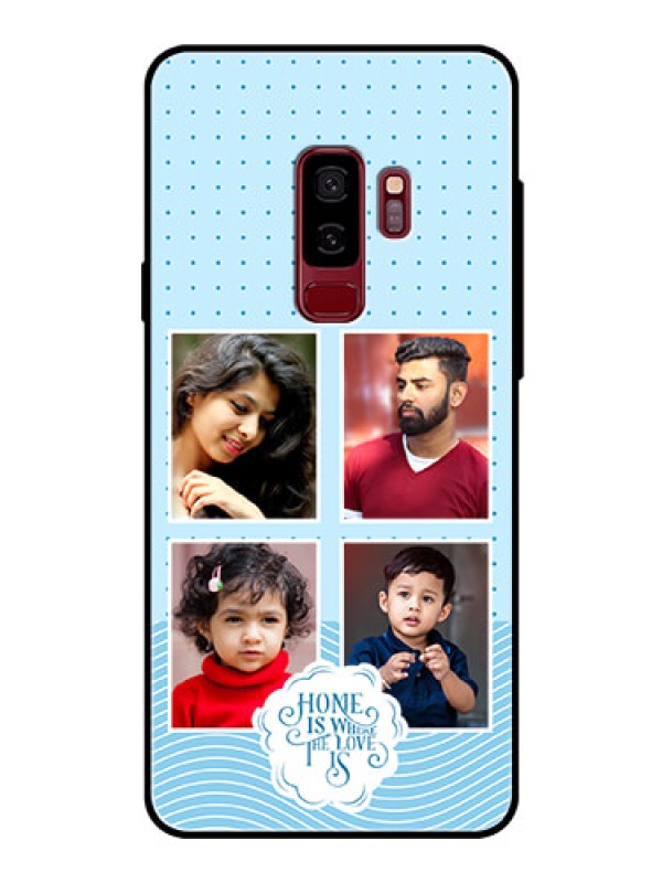 Custom Galaxy S9 Plus Custom Glass Phone Case - Cute love quote with 4 pic upload Design