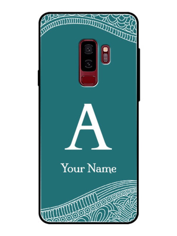 Custom Galaxy S9 Plus Personalized Glass Phone Case - line art pattern with custom name Design