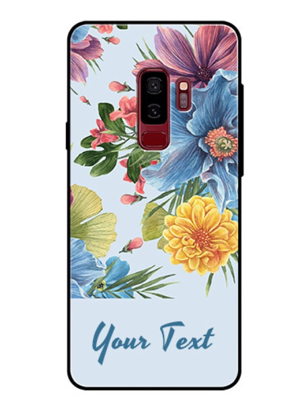 Custom Galaxy S9 Plus Custom Glass Mobile Case - Stunning Watercolored Flowers Painting Design