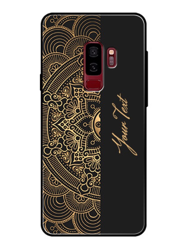 Custom Galaxy S9 Plus Photo Printing on Glass Case - Mandala art with custom text Design