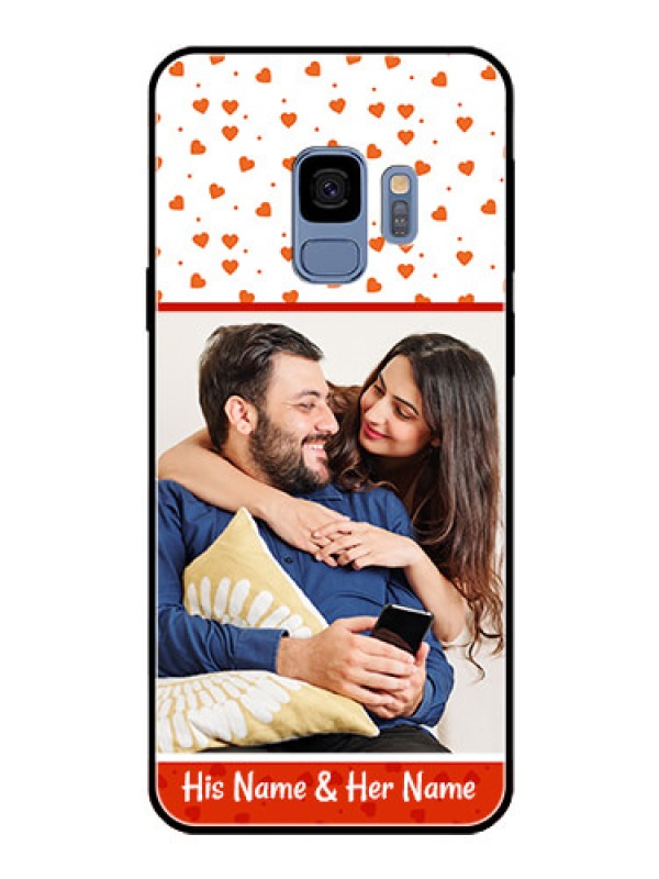 Custom Galaxy S9 Custom Glass Phone Case  - Orange Love Symbol Design