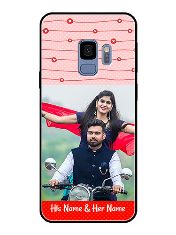 Custom Galaxy S9 Personalized Glass Phone Case  - Red Pattern Case Design