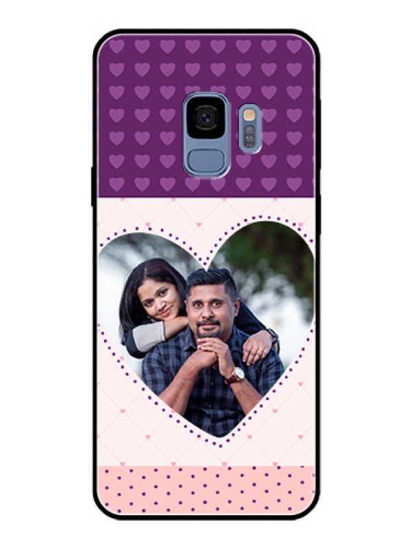 Custom Galaxy S9 Custom Glass Phone Case  - Violet Love Dots Design