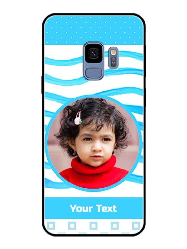 Custom Galaxy S9 Custom Glass Phone Case  - Simple Blue Case Design