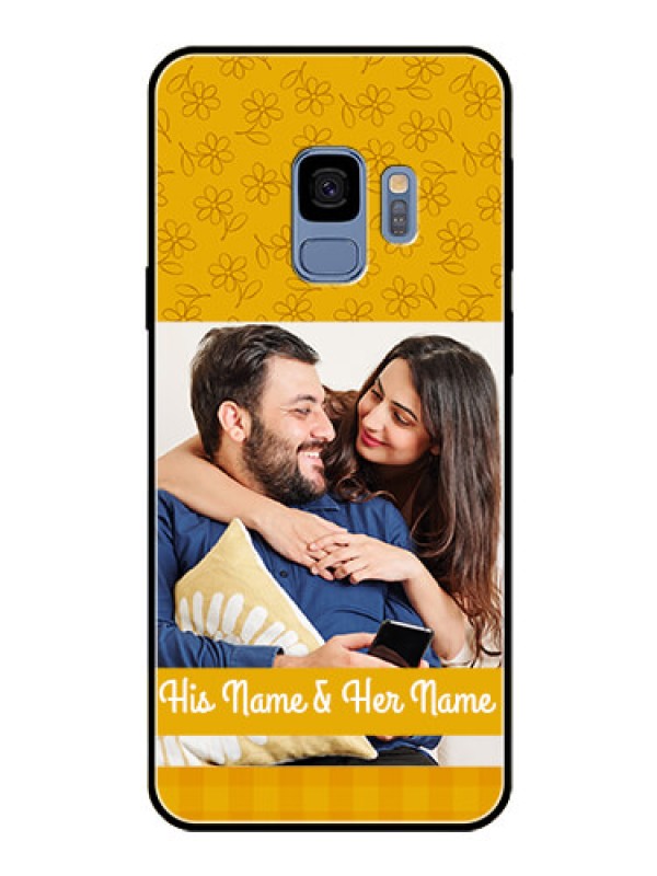 Custom Galaxy S9 Custom Glass Mobile Case  - Yellow Floral Design