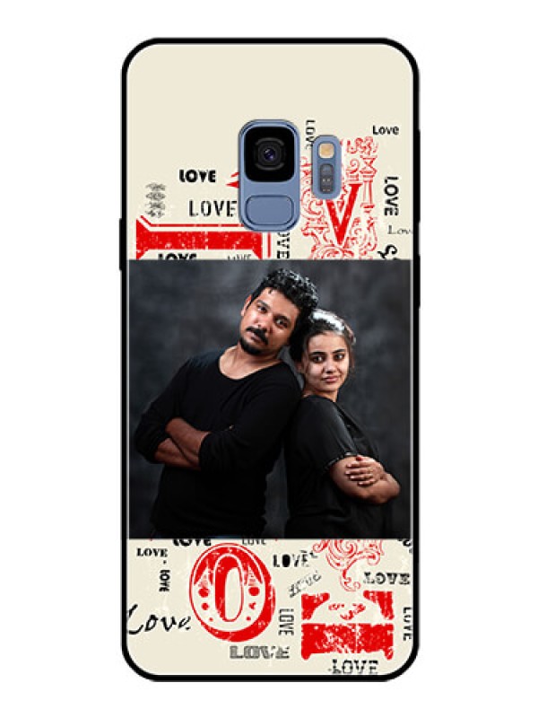 Custom Galaxy S9 Photo Printing on Glass Case  - Trendy Love Design Case
