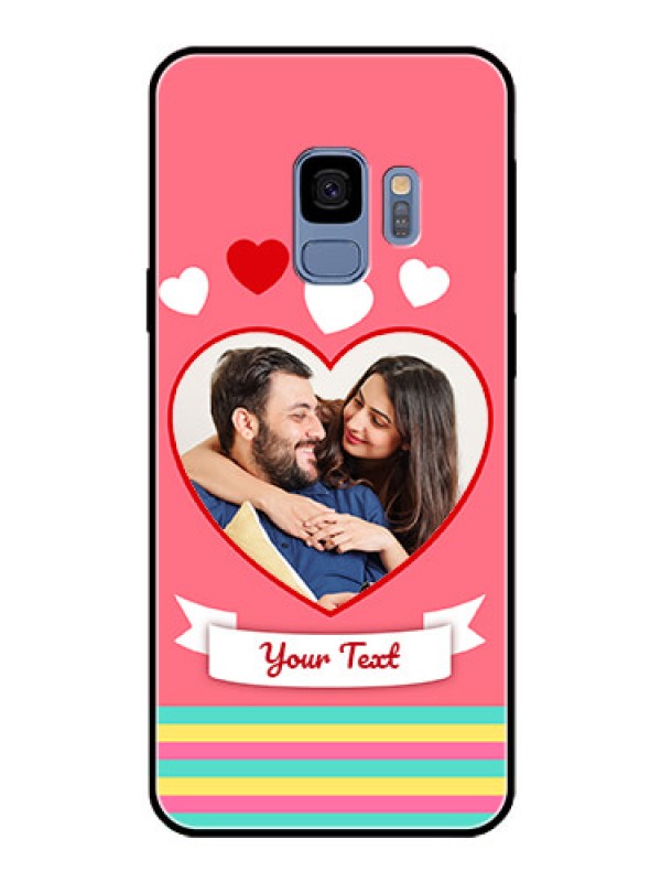 Custom Galaxy S9 Photo Printing on Glass Case  - Love Doodle Design