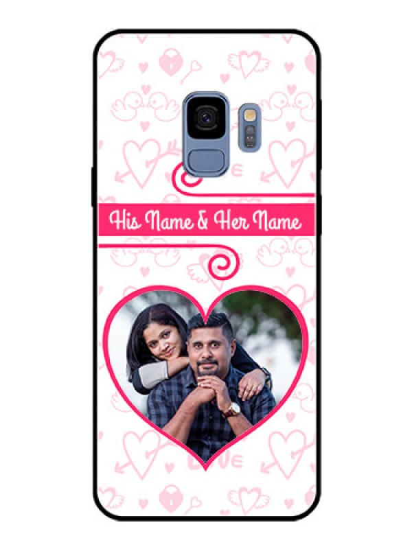 Custom Galaxy S9 Personalized Glass Phone Case  - Heart Shape Love Design