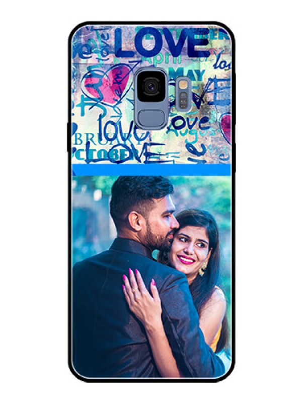 Custom Galaxy S9 Custom Glass Mobile Case  - Colorful Love Design