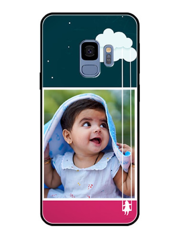 Custom Galaxy S9 Custom Glass Phone Case  - Cute Girl with Cloud Design