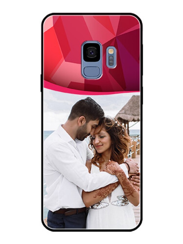 Custom Galaxy S9 Custom Glass Mobile Case  - Red Abstract Design