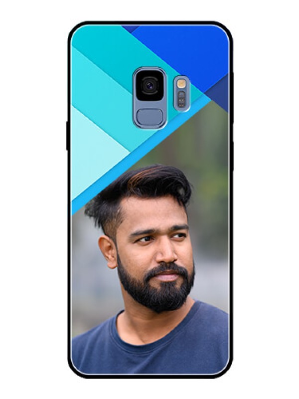 Custom Galaxy S9 Custom Glass Phone Case  - Blue Pattern Design