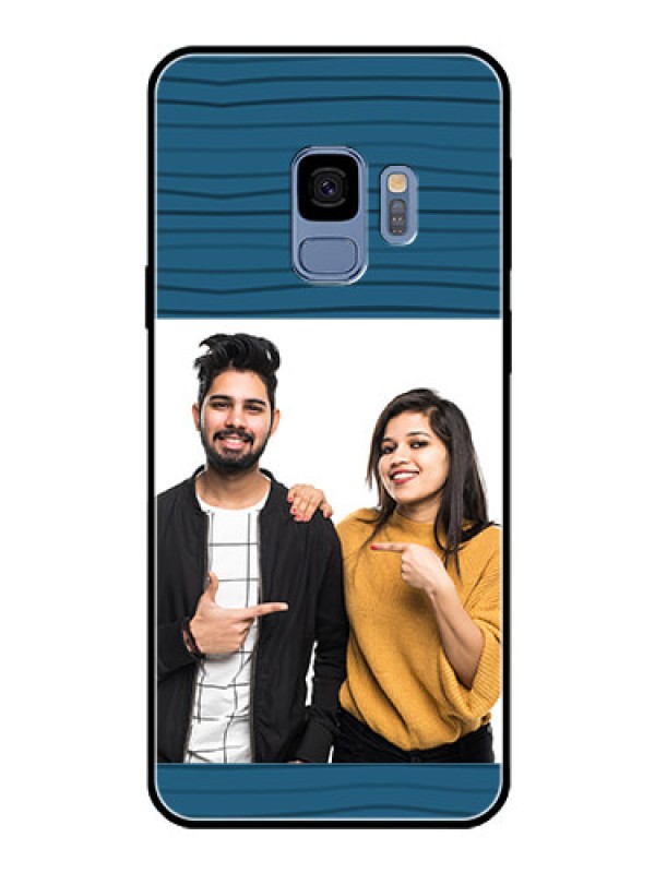 Custom Galaxy S9 Custom Glass Phone Case  - Blue Pattern Cover Design