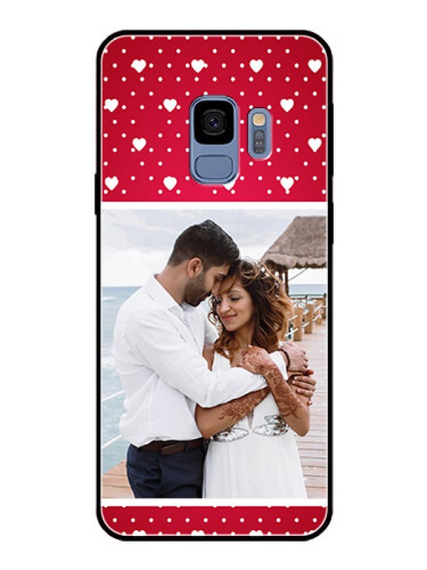Custom Galaxy S9 Photo Printing on Glass Case  - Hearts Mobile Case Design