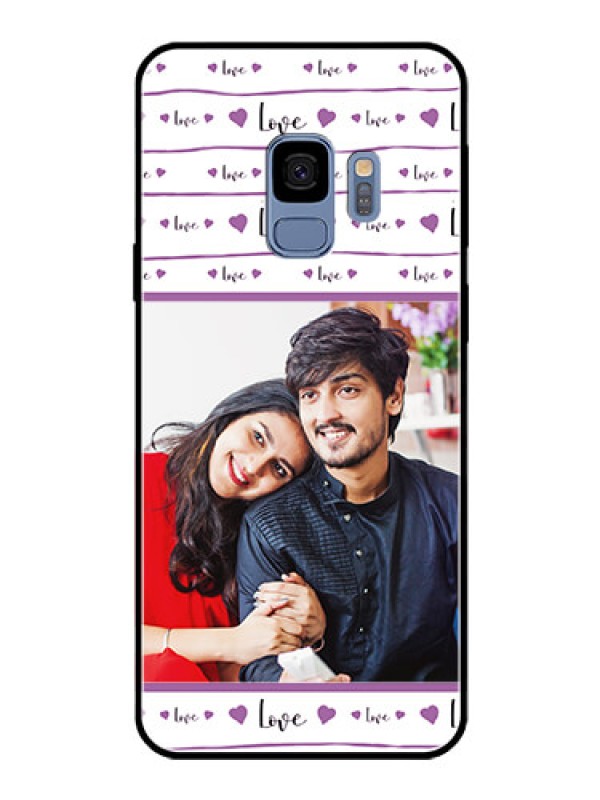 Custom Galaxy S9 Custom Glass Mobile Case  - Couples Heart Design