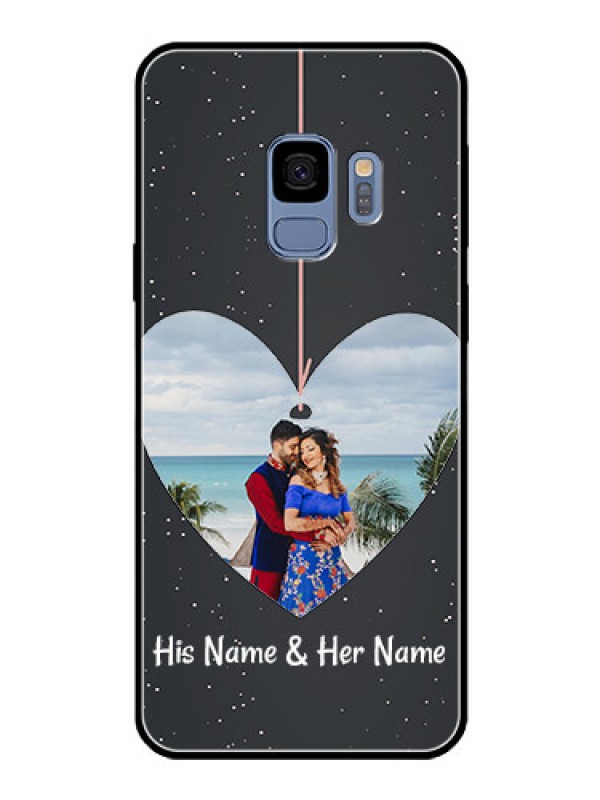 Custom Galaxy S9 Custom Glass Phone Case  - Hanging Heart Design