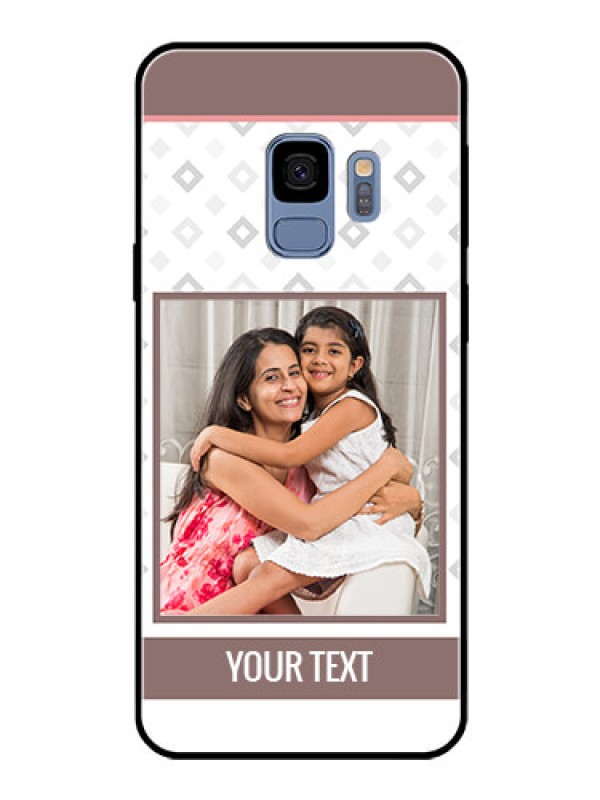 Custom Galaxy S9 Photo Printing on Glass Case  - Simple Diamond Design