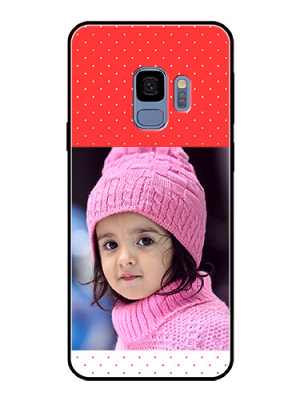 Custom Galaxy S9 Photo Printing on Glass Case  - Red Pattern Design