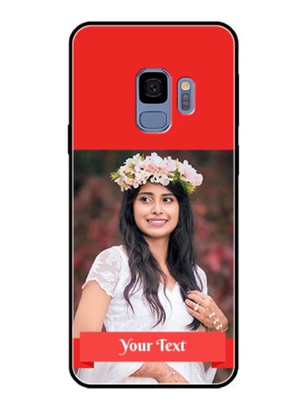 Custom Galaxy S9 Custom Glass Phone Case  - Simple Red Color Design