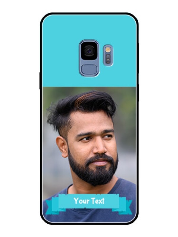 Custom Galaxy S9 Personalized Glass Phone Case  - Simple Blue Color Design