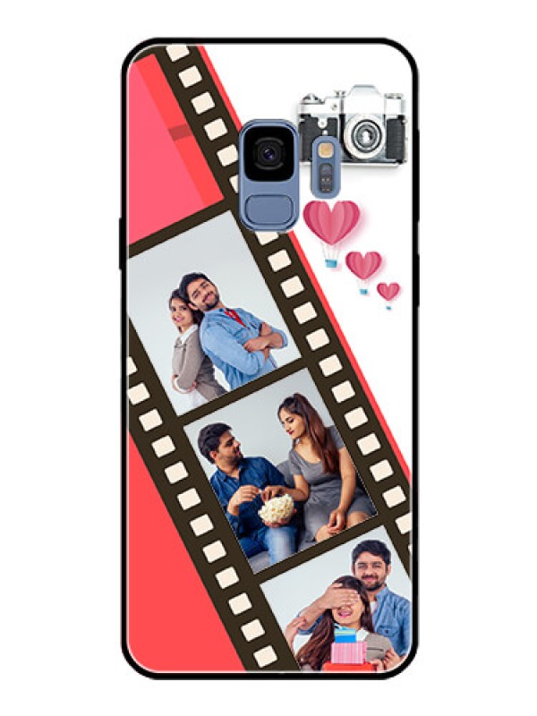 Custom Galaxy S9 Personalized Glass Phone Case  - 3 Image Holder with Film Reel