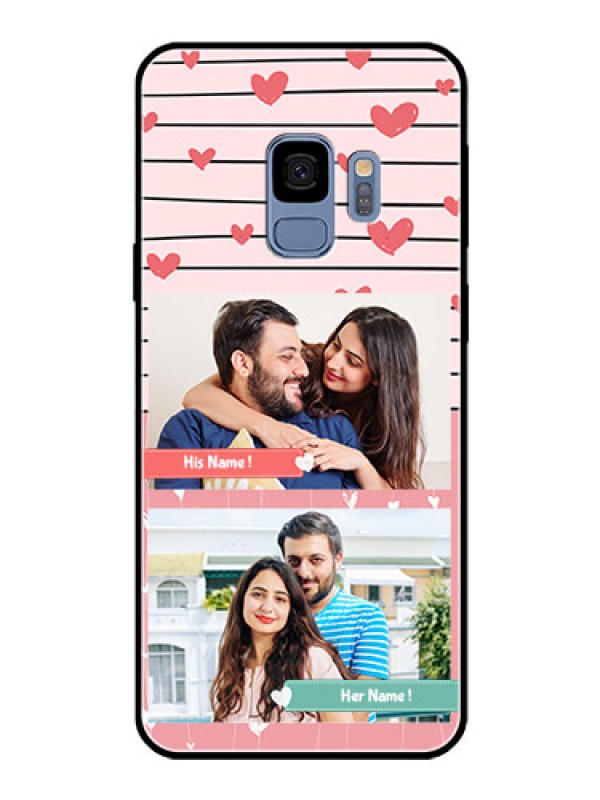 Custom Galaxy S9 Custom Glass Mobile Case  - Photo with Heart Design