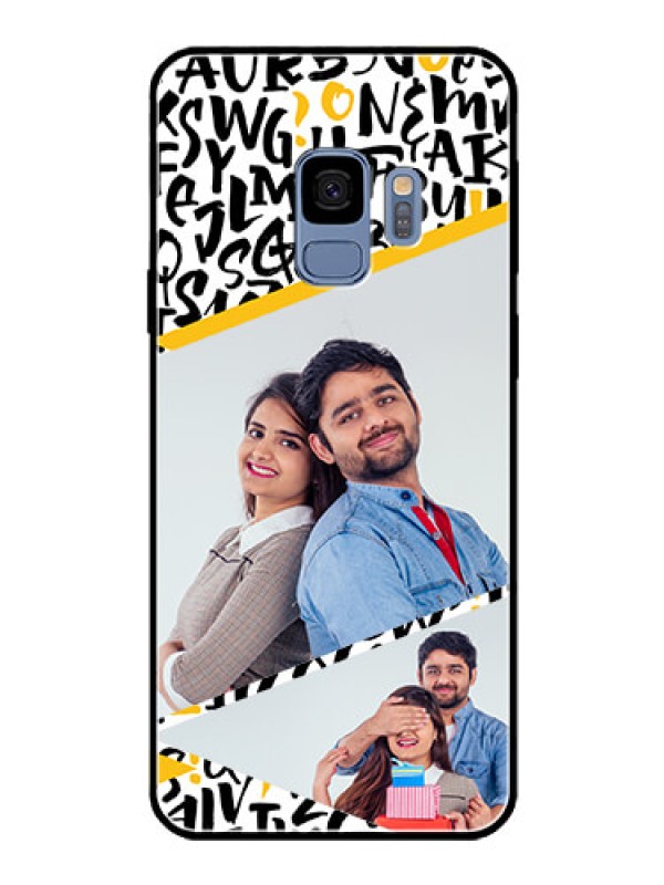 Custom Galaxy S9 Custom Glass Mobile Case  - Letters Pattern Design