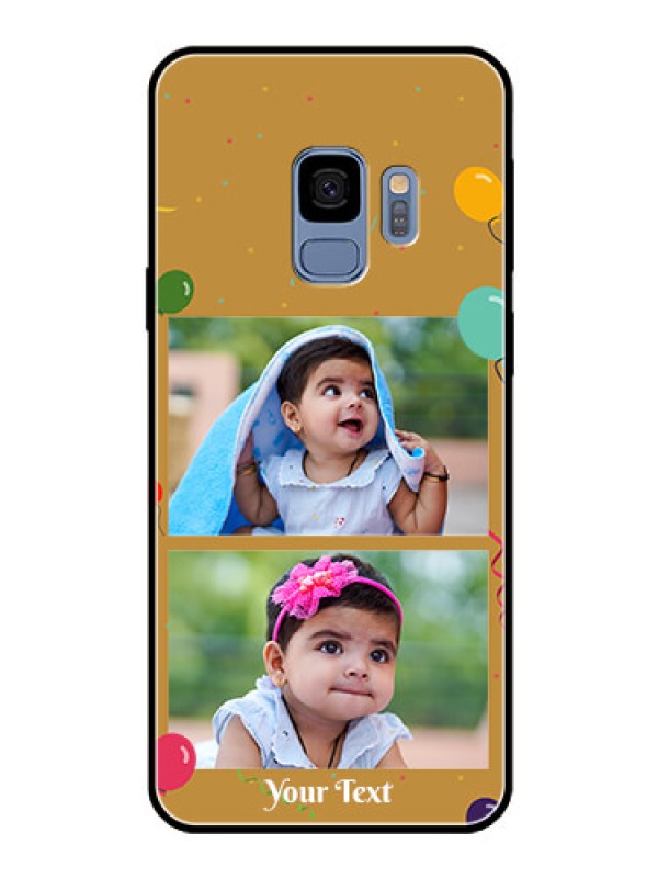 Custom Galaxy S9 Personalized Glass Phone Case  - Image Holder with Birthday Celebrations Design