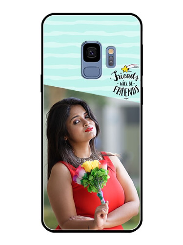 Custom Galaxy S9 Custom Glass Phone Case  - Friends Picture Icon Design