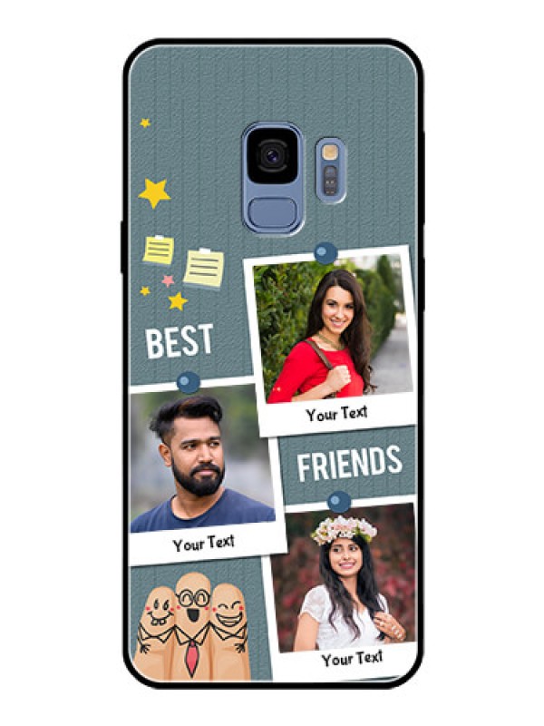 Custom Galaxy S9 Personalized Glass Phone Case  - Sticky Frames and Friendship Design