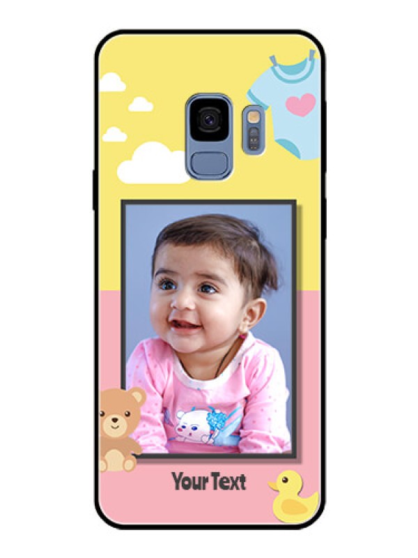 Custom Galaxy S9 Photo Printing on Glass Case  - Kids 2 Color Design