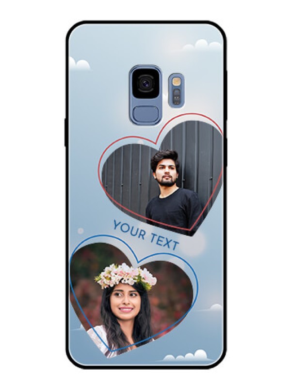 Custom Galaxy S9 Custom Glass Mobile Case  - Blue Color Couple Design 
