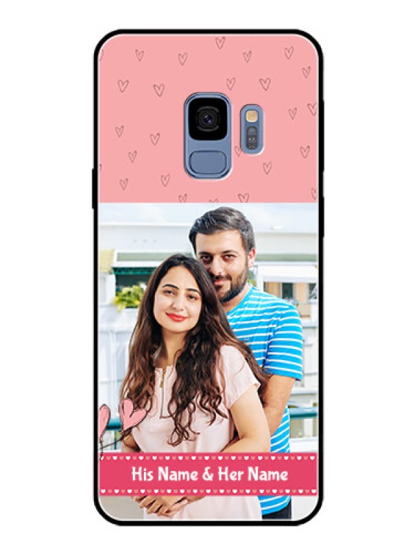 Custom Galaxy S9 Personalized Glass Phone Case  - Love Design Peach Color