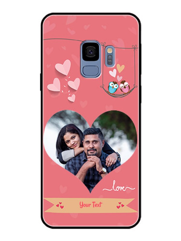 Custom Galaxy S9 Personalized Glass Phone Case  - Peach Color Love Design 