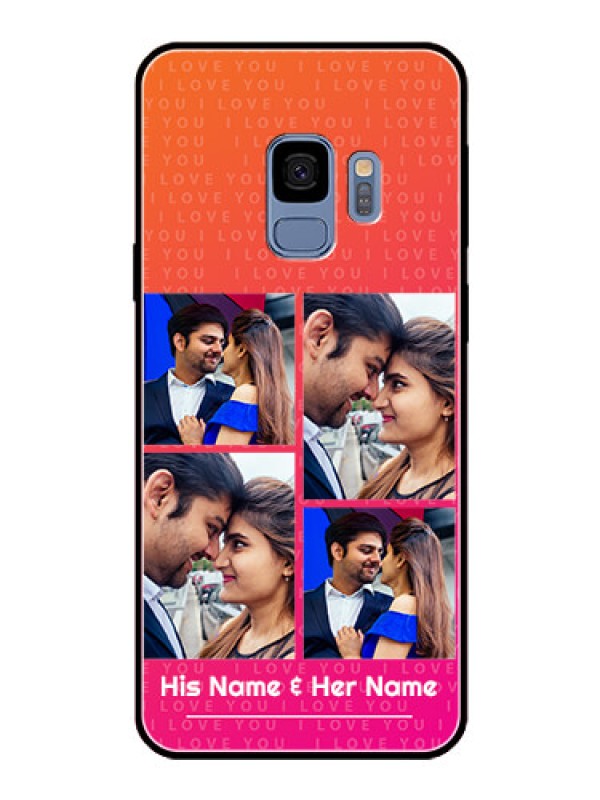 Custom Galaxy S9 Custom Glass Phone Case  - I Love You Pink Design