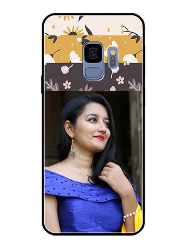 Custom Galaxy S9 Custom Glass Phone Case  - Stylish Floral Design