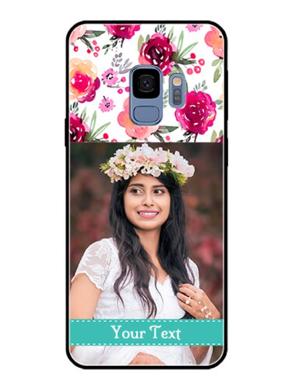 Custom Galaxy S9 Custom Glass Phone Case  - Watercolor Floral Design