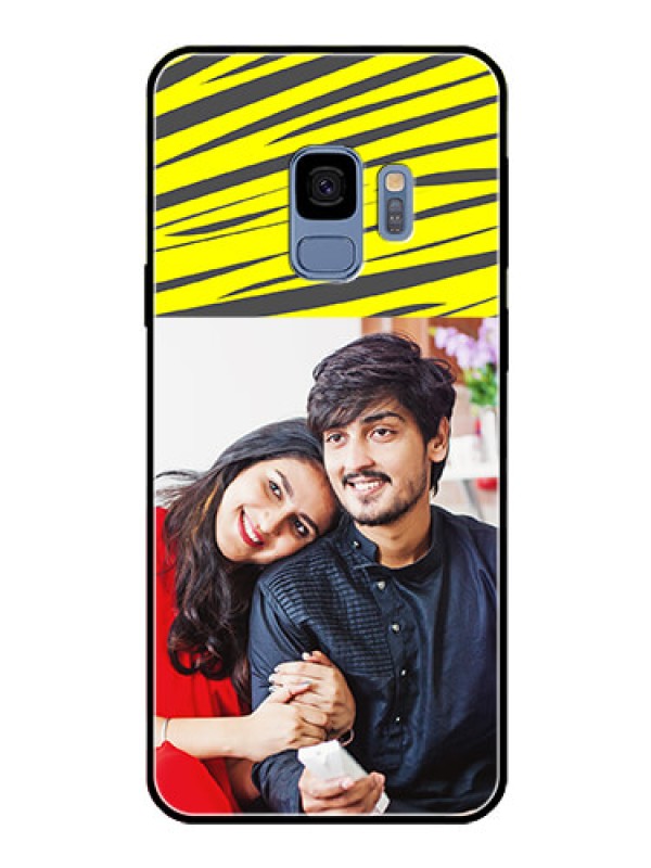 Custom Galaxy S9 Photo Printing on Glass Case  - Yellow Abstract Design