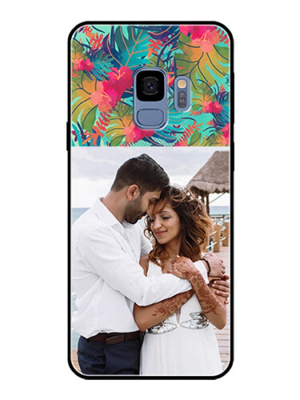 Custom Galaxy S9 Photo Printing on Glass Case  - Watercolor Floral Design