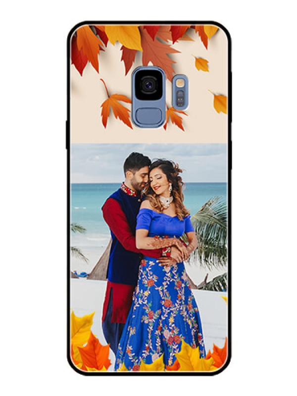 Custom Galaxy S9 Photo Printing on Glass Case  - Autumn Maple Leaves Design